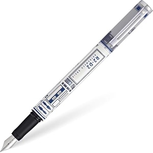 sheaffer pop star wars r2-d2 fountain pen with chrome trim and medium nib