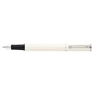 sheaffer pop white fountain pen with chrome trim and medium nib in gift box e0920653