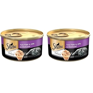 sheba deluxe premium adult 1 years wet cat food tuna fillets in jelly 85 g can high-moisture wet food for healthy hydration pack of 2