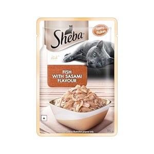 sheba rich premium adult 1 years wet cat food fish with sasami flavour 35 g pouch high-moisture wet food for healthy hydration pack of 6