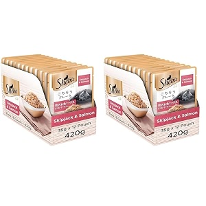 sheba rich premium adult 1 years wet cat food skipjack amp salmon flavour 35 g pouch pack of 24 high-moisture wet food for healthy hydration