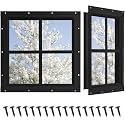 Shed Windows 2 Pack, Chicken Coop Fixed Windows 16" x 16" Black
