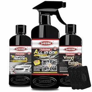 sheeba multi-surface car care kit includes all in one polish scratch remover vinyl amp leather care with foam applicator pads  cleans shines protects model p4