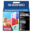 SHEENGO Remanufactured 232XL Ink Cartridges for Epson Printer Replacement for Epson 232 Ink Cartridges for 232XL 232 XL for Epson Workforce WF-2930 WF-2950 Printer XP-4205 XP-4200 (10 Pack)