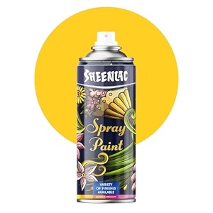 sheenlac spray paint aerozol - standard - 400ml - quick drying  gloss finish for metal wood and walls  waterproof oxidation resistant standard medium yellow