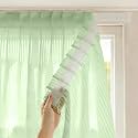 Sheer Curtains with Modern Vertical Stripes, Light Filtering Curtains for Privacy &amp; Decoration, Easy Install No-Drill Adhesive Backing for Bedroom Living Room-Sage Green(W 27*L 25in-1-Panel)
