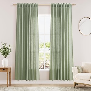 Sheer Light Sage Linen Curtains 72 Inch