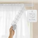 Sheer Window Curtains for Privacy and Style, Light Filtering No-Drill Adhesive Curtain with Vertical Stripe Pattern, Easy for Renters-White(W 35*L 55in-1-Panel)