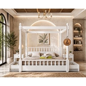 sheesham solid wood allure poster bed for bedroom  handmade wooden cot  elegant four poster king size bed frame white queen allure with storage