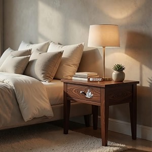 sheesham wood allure bedside table for bedroom amp living room  solid wood nightstand with storage drawer and open shelf  modern end table