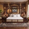 Sheesham Solid Wood Allure Poster Bed for Bedroom | Handmade Wooden Cot | Elegant Four Poster King Size Bed Frame (Walnut, King, Allure with Storage(Cane))