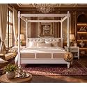 Sheesham Solid Wood Allure Poster Bed for Bedroom | Handmade Wooden Cot | Elegant Four Poster King Size Bed Frame (White, Queen, Allure (Cane 1))
