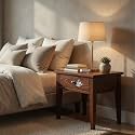 Sheesham Wood Allure Bedside Table for Bedroom &amp; Living Room | Solid Wood Nightstand with Storage Drawer and Open Shelf | Modern End Table
