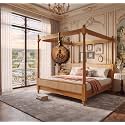 Sheesham Solid Wood Allure Poster Bed for Bedroom | Handmade Wooden Cot | Elegant Four Poster King Size Bed Frame (Honey, Queen, Allure(Cane 2))