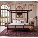 Sheesham Solid Wood Allure Poster Bed for Bedroom | Handmade Wooden Cot | Elegant Four Poster King Size Bed Frame (Walnut, Queen, Allure (Cane 1))