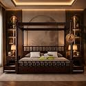 Sheesham Solid Wood Allure Poster Bed for Bedroom | Handmade Wooden Cot | Elegant Four Poster King Size Bed Frame (Walnut, King, Allure with Storage)