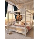 Sheesham Solid Wood Allure Poster Bed for Bedroom | Handmade Wooden Cot | Elegant Four Poster King Size Bed Frame (White, Queen, Allure(Cane 2))