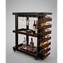 Sheesham Wood 3-Tier Rolling Bar Cart, 3 Tier, Black