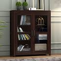 Sheesham Wood Acrylic Glass Door Display Storage Cabinet with Shelves for Living Room Bedroom Home Solid Wooden Bookcase Organizer Showcase Unit Modern Furniture