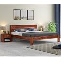 SUNCOM Sheesham Wood Bed Without Storage - Solid Wooden Queen Size Cot - Double Bed for Bedroom Living Room Home - Sturdy &amp; Stylish Platform Bed (Honey Finish)