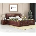 Sheesham Wood King Size Bed with Box Storage for Bedroom Solid Wooden Double Bed Furniture with Headboard and Footboard Design (Walnut, Modern Design)