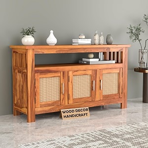 Sheesham Wood Kitchen Cabinet with Cane Woven
