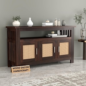 Sheesham Wood Kitchen Cabinet with Cane Woven