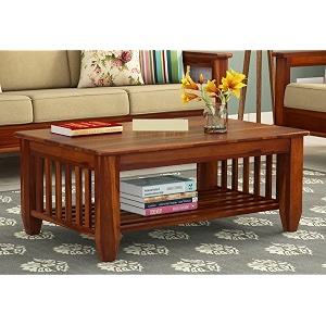 sheesham wood rectangular coffee centre table for living room center table with shelf storage for home amp office honey finish
