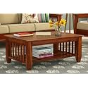 Sheesham Wood Rectangular Coffee Centre Table for Living Room Center Table with Shelf Storage for Home & Office (Honey Finish)