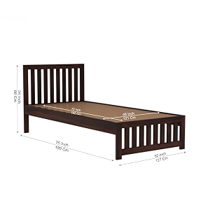 suncom sheesham wood single size bed without storage solid wood cot palang wooden double bed furniture for bedroom livig room walnut finish 6x4 bed