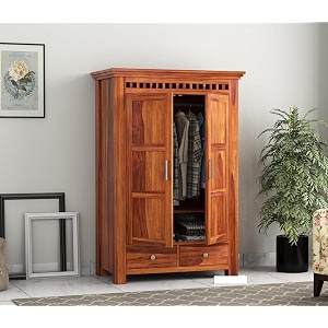 Sheesham Wood Wardrobe with 2 Drawer and