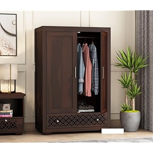 Sheesham Wood Wooden 2 Door Wardrobe Organizer