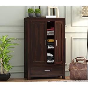 Sheesham Wood Wooden 2 Door Wardrobe Organizer