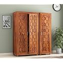 Sheesham Wood Wooden 3 Door Wardrobe Organizer