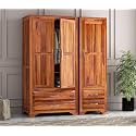 Sheesham Wood Wooden 3 Door Wardrobe Organizer