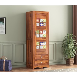 Sheesham Wood Wooden Single Door Wardrobe Organizer