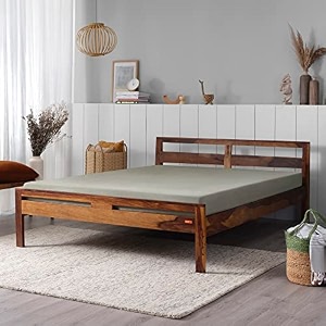 sheeshamwallah sheesham wood king size bed without storage  solid wood bed  double bed cot for bedroom  rosewood provincial teak finish  mattress size 78 x 72
