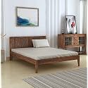 Sheeshamwallah Sheesham Wood Queen Size Bed Without Storage | Solid Wood Bed | Double Bed Cot for Bedroom | Rosewood, Teak Brown Finish | Mattress Size: 78 X 60