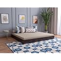 Solid Acacia Wood Low Height King Size Bed Without Storage | Wooden Double Bed | Space Saving Low Floor/Lying/Rise/Level/Profile Cot Bed for Bedroom | Walnut, Mattress Size: 72x72 Inch
