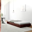 Solid Acacia Wood Single Bed Without Storage | Single Cot Wooden Palang | Space Saving Low Height Single Size Bed for Bedroom | Walnut Finish, Mattress Size: 72x36 Inch