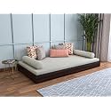 Wooden Low Height Double Bed Without Storage | Space Saving Low Floor/Lying/Rise/Level/Profile Cot Bed for Bedroom | Solid Wood Acacia, Walnut | Mattress Size: 78x48 Inch