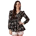 Sheetal Associates Women39s Crepe Puff Sleeves Peplum