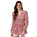 Sheetal Associates Women39s Crepe Puff Sleeves Peplum