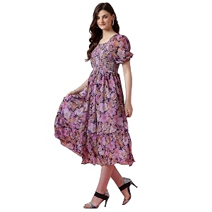 Sheetal Associates Womens Maxi Floral Print Georgette