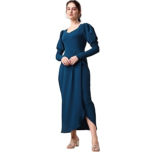 Sheetal Associates Womens Puff Sleeve Wrap Bodycon