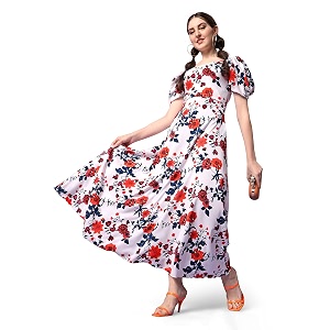Sheetal Associates Womens Puff Sleeve V-Neck Floral
