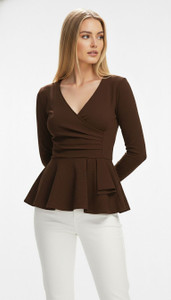 SHEEZZY Casual Self Design Women Brown Top