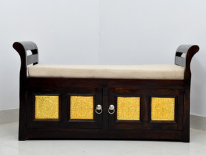 shekhawati decor wooden sheeshamcouches walnut great finishing with storage fabric 2 seater finish color - walnut finish diydo-it-yourself