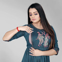 sheladiya Women Fit and Flare Dark Blue