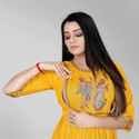sheladiya Women Fit and Flare Yellow MidiCalf